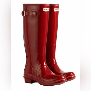 Red Hunter Glossy Red Rain Boots